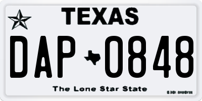 TX license plate DAP0848