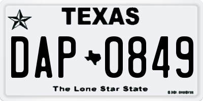 TX license plate DAP0849