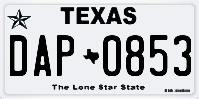 TX license plate DAP0853