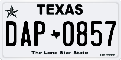TX license plate DAP0857