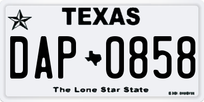 TX license plate DAP0858