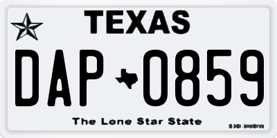 TX license plate DAP0859