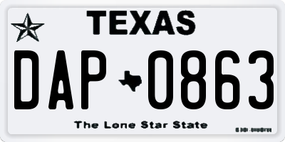 TX license plate DAP0863