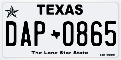TX license plate DAP0865
