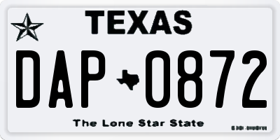TX license plate DAP0872