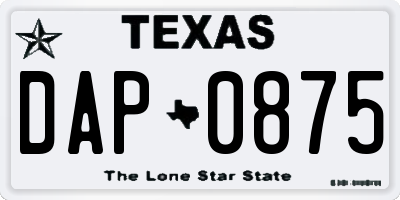 TX license plate DAP0875