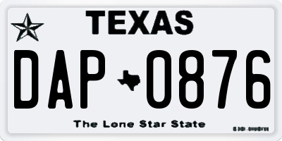 TX license plate DAP0876