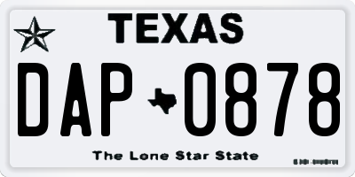 TX license plate DAP0878