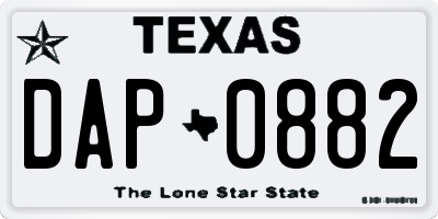 TX license plate DAP0882