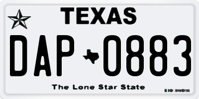 TX license plate DAP0883