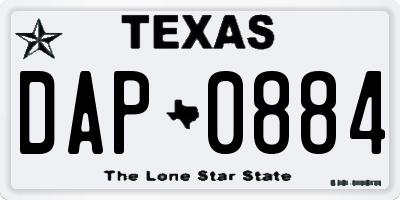 TX license plate DAP0884