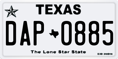 TX license plate DAP0885