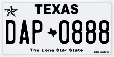 TX license plate DAP0888