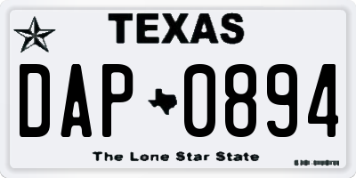 TX license plate DAP0894