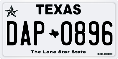 TX license plate DAP0896