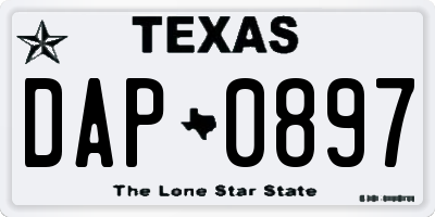 TX license plate DAP0897