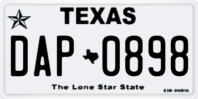 TX license plate DAP0898