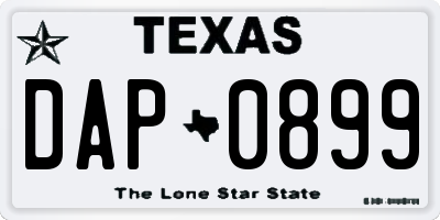 TX license plate DAP0899