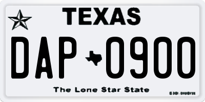 TX license plate DAP0900