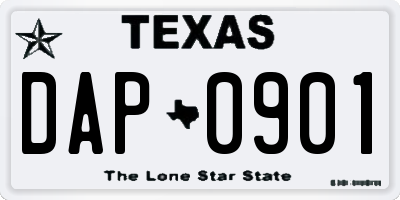 TX license plate DAP0901