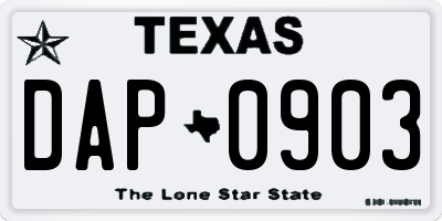TX license plate DAP0903