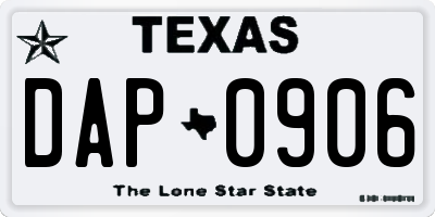 TX license plate DAP0906