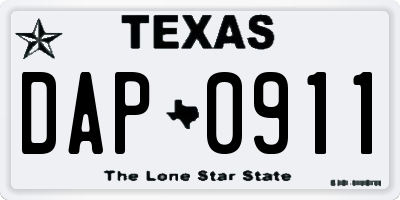 TX license plate DAP0911
