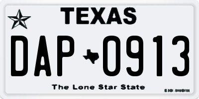 TX license plate DAP0913