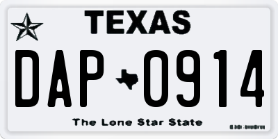 TX license plate DAP0914
