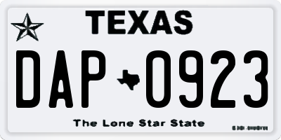TX license plate DAP0923