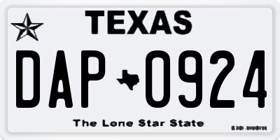 TX license plate DAP0924