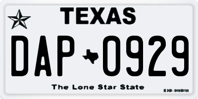 TX license plate DAP0929