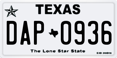 TX license plate DAP0936