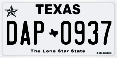 TX license plate DAP0937