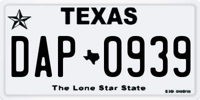 TX license plate DAP0939