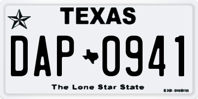 TX license plate DAP0941