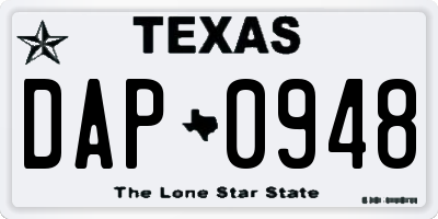 TX license plate DAP0948