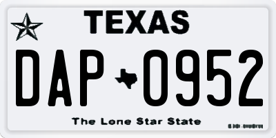 TX license plate DAP0952