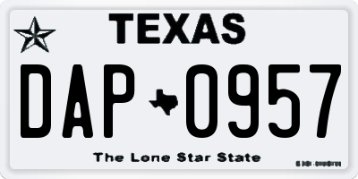 TX license plate DAP0957