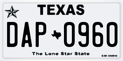TX license plate DAP0960