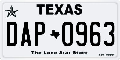 TX license plate DAP0963
