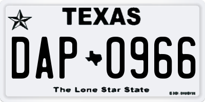 TX license plate DAP0966