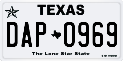 TX license plate DAP0969