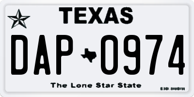 TX license plate DAP0974