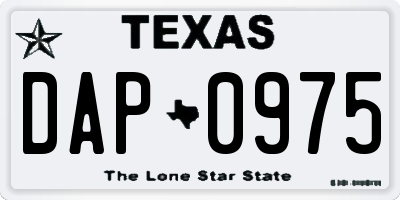 TX license plate DAP0975