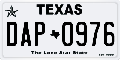 TX license plate DAP0976