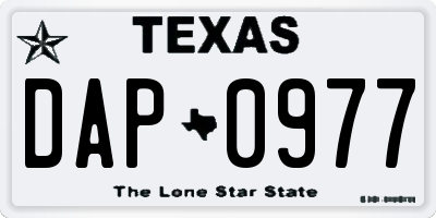 TX license plate DAP0977