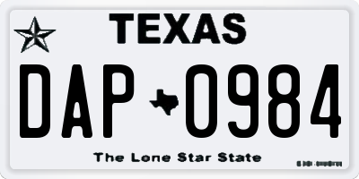 TX license plate DAP0984