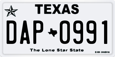 TX license plate DAP0991