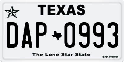 TX license plate DAP0993
